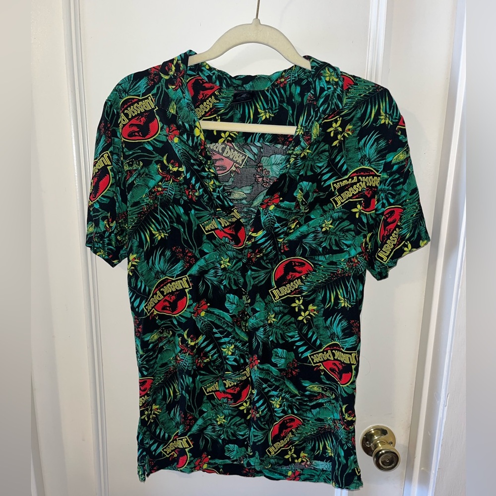 Jurassic park button up shirt